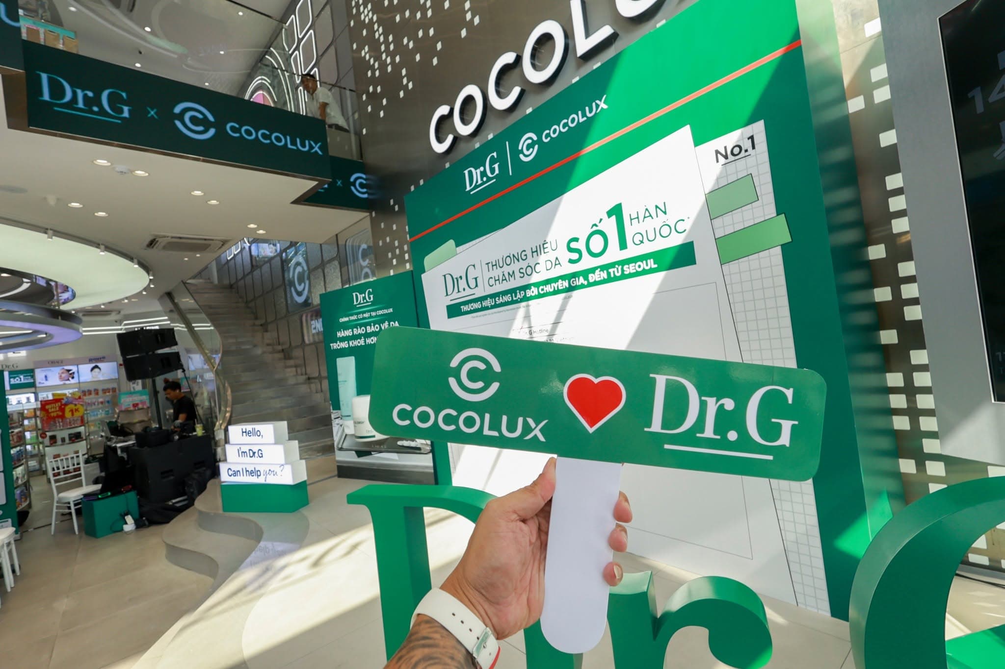 Dr.G product sampling stations and retail conversion flow