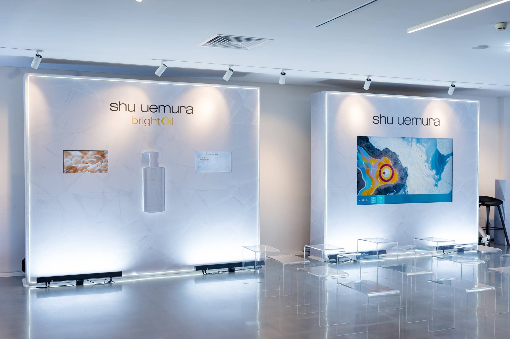 VIP guests engaging with shu uemura brand ambassadors and artists